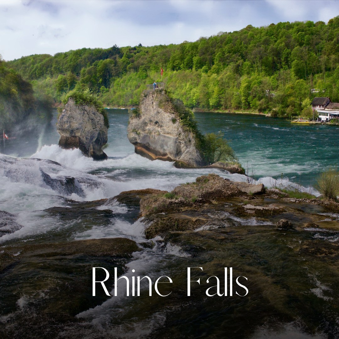 switzerland rhine water falls with rocks and water flawing