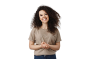 friendly-smiling-brunette-woman-ready-help-assist-holding-hands-together-looking-pleasant-standing-t-shirt-against-white-background